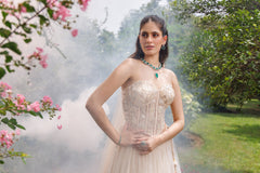Ivory Net 3D Floral Embellished Lehenga Set