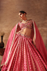 Magenta Tissue jacquard Embroidered Lehenga Choli