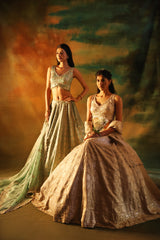 Gold tissue jacquard lehenga choli for weddings and festive functions