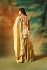 Beige Tissue Embroidered Sharara Set for Festive Elegance