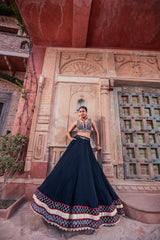 Black Net & Viscose Georgette Lehenga Set