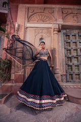 Black Net & Viscose Georgette Lehenga Set