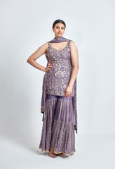 Mauve and Gold Embroidered Sharara Set for Wedding & Festive Look