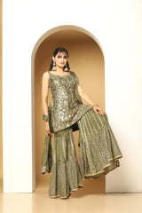 Designer Sequin Paisley Sharara Suit for Women