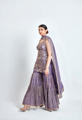 Mauve and Gold Embroidered Sharara Set for Wedding & Festive Look