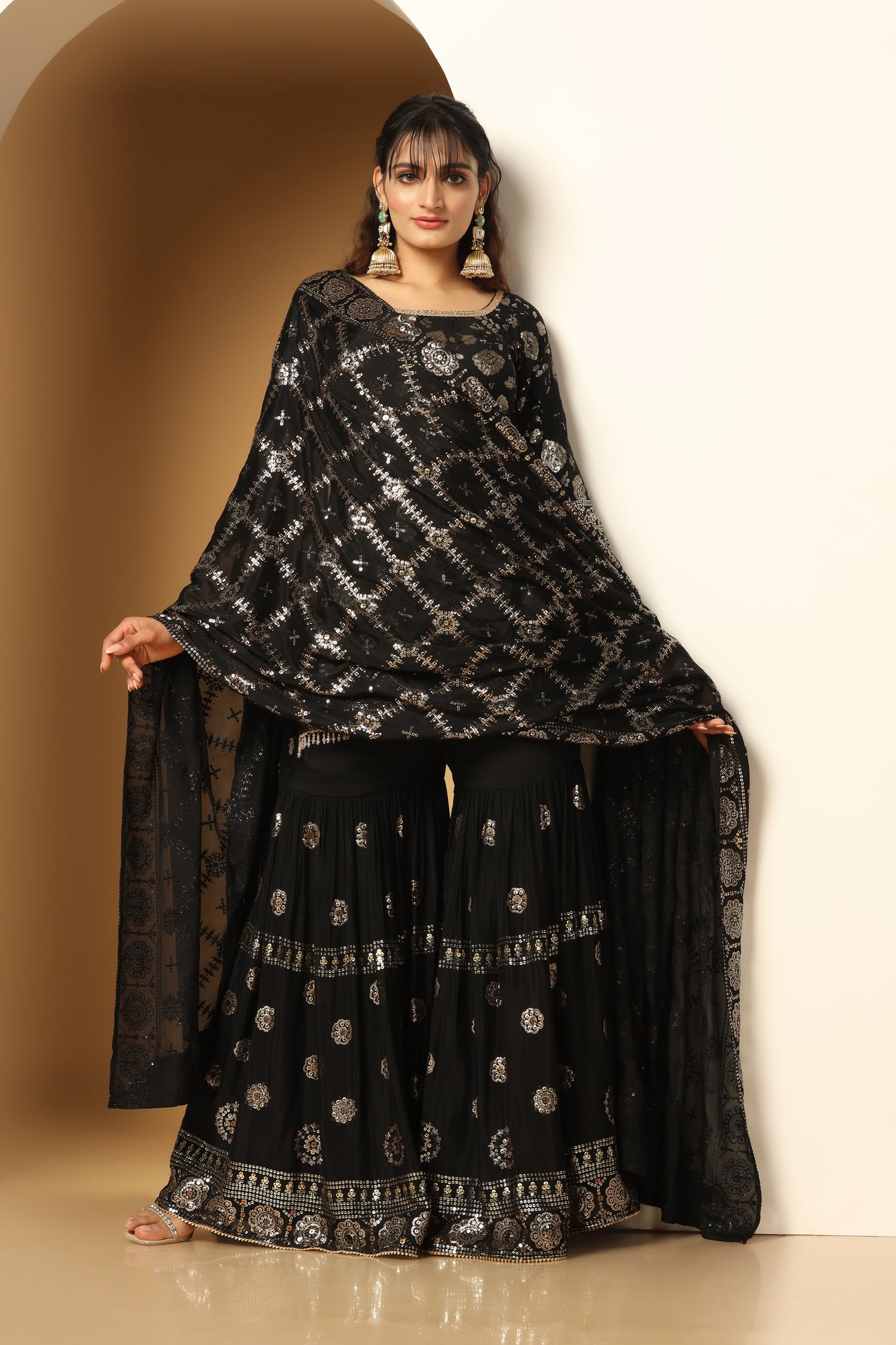 Blooming Garden Sequin Sharara Set – Bridal & Festive Ready