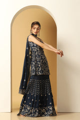 Festive Wear Embroidered Kurti Sharara Set Online