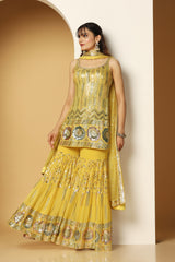 Themed Sequin Shirt with Sharara Set – Party & Festive Outfit