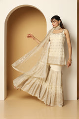 Elegant Zari & Sequin Sharara Suit for Party & Wedding Wear