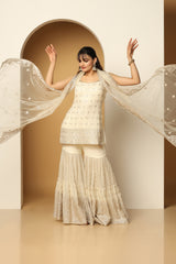 Elegant Zari & Sequin Sharara Suit for Party & Wedding Wear