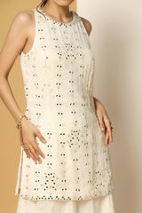 Sequin Embroidered White Georgette Sharara Suit Set