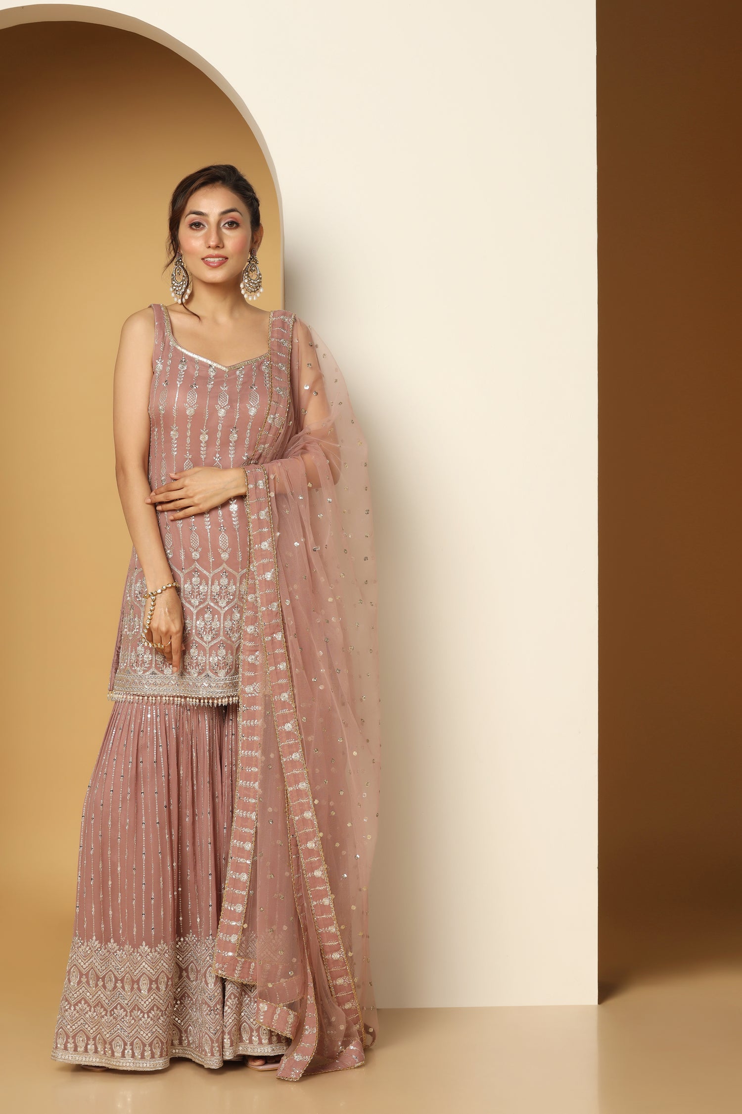 Zari Sequin Tasseled Shirt & Sharara Set – Ethnic Party Wear
