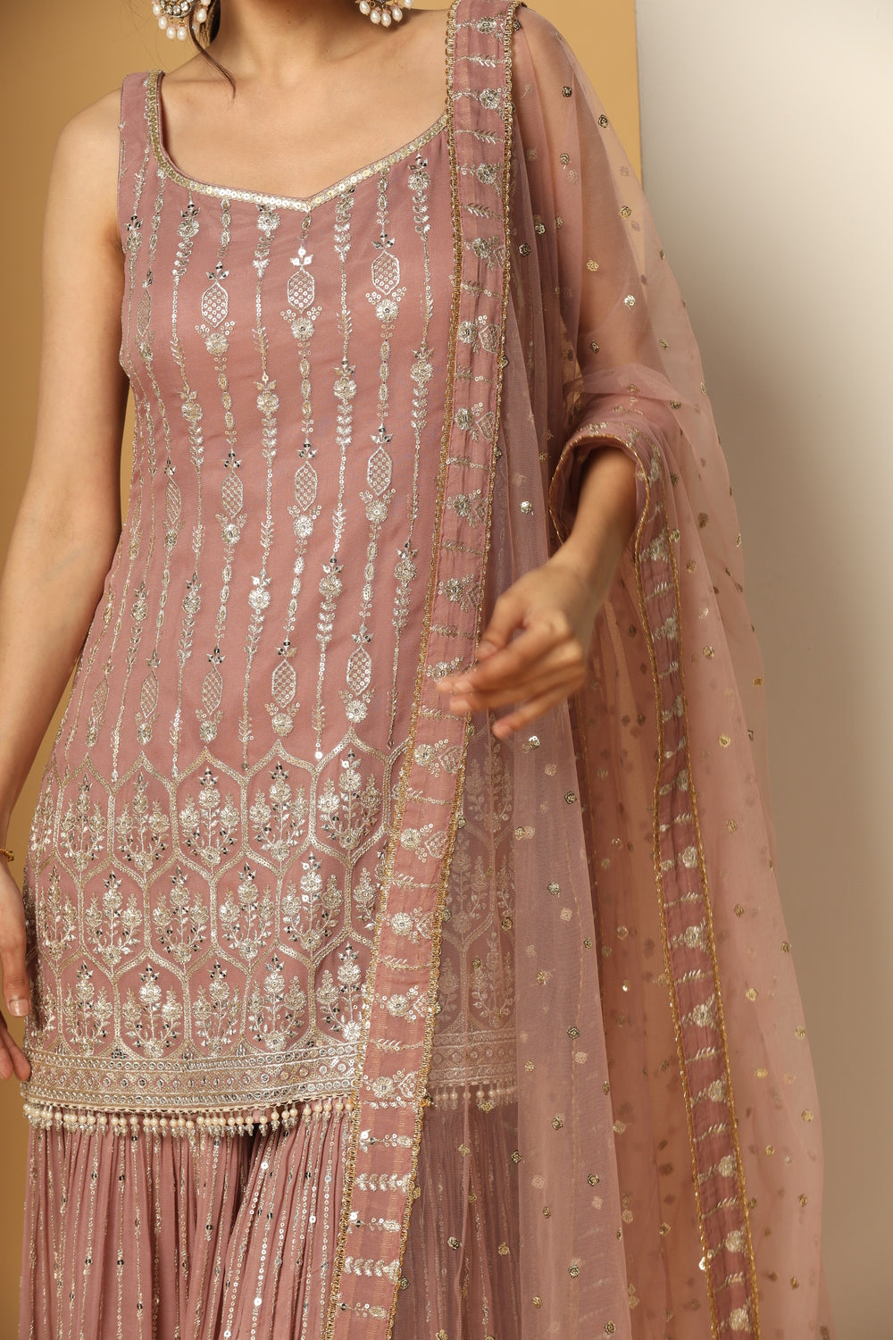 Zari Sequin Tasseled Shirt & Sharara Set – Ethnic Party Wear