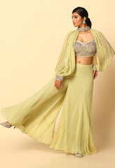 Pista Green Sharara Set with Detachable Sleeves – Ethnic Wear