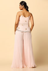 Trendy Pink Mirror Work Sharara Top Set for Women