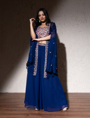 Electric Blue Georgette Sharara Set for Party Wear