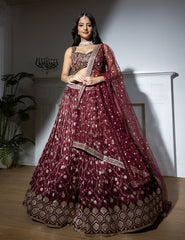Floral Vine Embroidered Bridal Lehenga