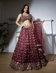 Floral Vine Embroidered Bridal Lehenga