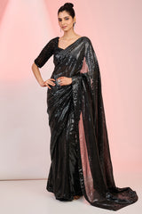 Black Sequins & Cutdana Hand Embellished Saree