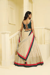 Gold and green embroided Tissue lehenga