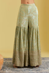 Pista Tissue Embroidered Gharara Set