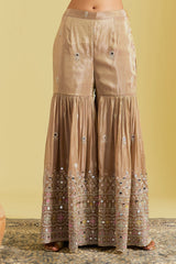 Light brown Traditional Motif Embroidered Garara Set.
