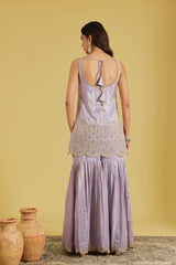 Lilac Motif Floral Jaal Embroidered Garara Set