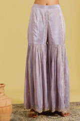 Lilac Motif Floral Jaal Embroidered Garara Set