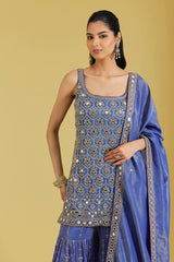 Navy Blue Embroidered Gharara Set