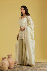 Resham Floral Jaal Embellished Shirt Garara Set