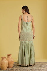 Pista Motif Floral Jaal Embroidered Garara Set