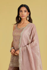Rose Gold Tissue Embroidered Gharara Set