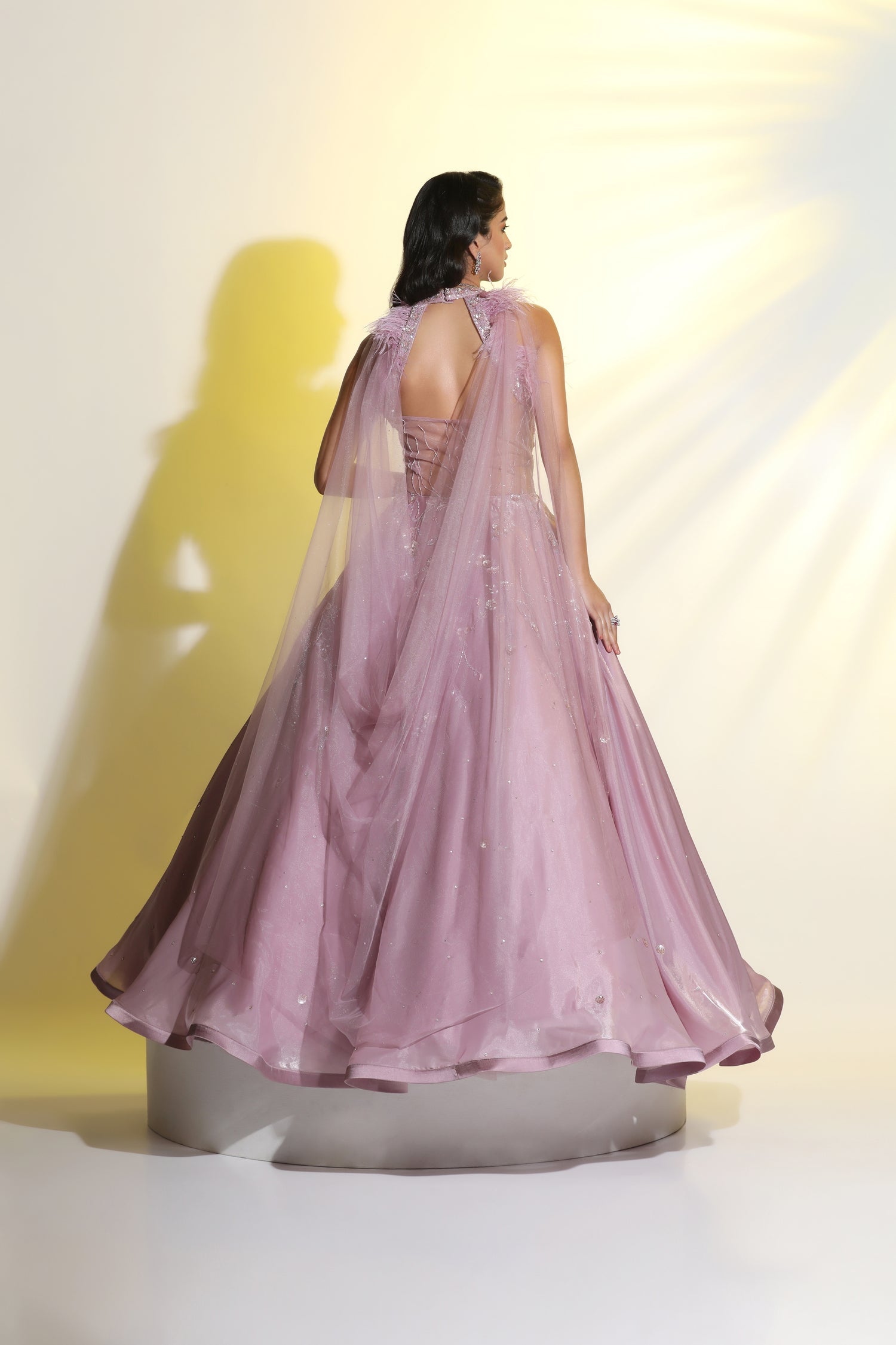 Symmetrical Embroidered Floor-Length Lehenga with Heavy Flair