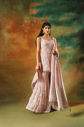 Onion Pink Embroidered Georgette Shirt Sharara