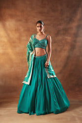 Firozi Mirror Work Lehenga