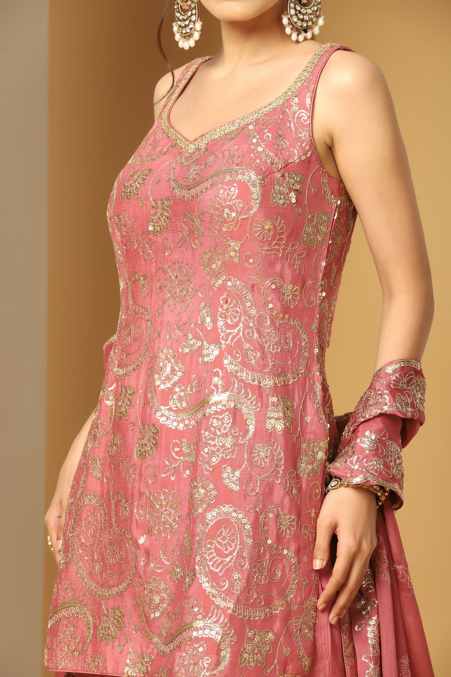Traditional Sequin Paisley Sharara Suit Online