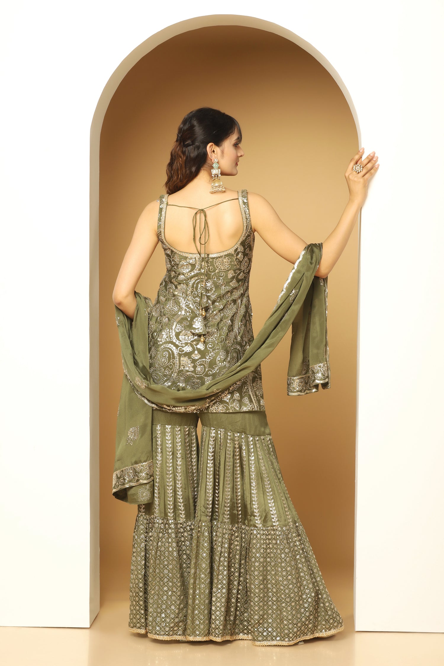 Designer Sequin Paisley Sharara Suit for Women