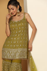 Zari Embroidered Sequin Sharara Set – Party Wear for Women