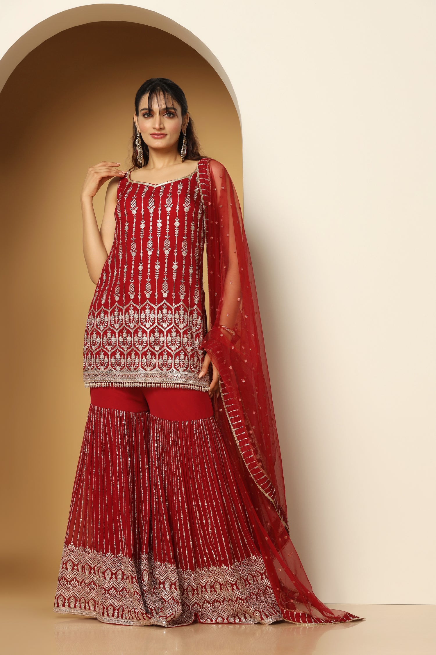 Zari Sequin Sharara Set with Tasseled Shirt – Party Look