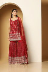 Zari Sequin Sharara Set with Tasseled Shirt – Party Look