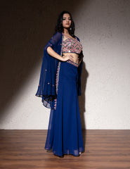 Electric Blue Georgette Sharara Set for Party Wear