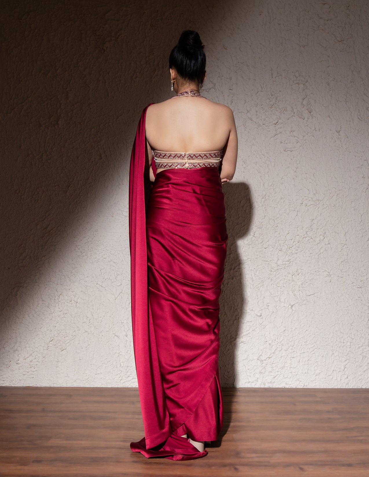 Red Armani Satin Saree