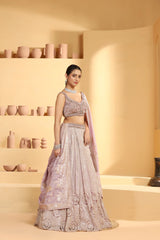 Nakshi and sequin work choli with a cutwork Tissue Lehenga