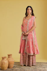 Pink Traditional Motif Embroidered Garara Set