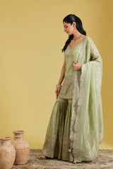 Pista Tissue Embroidered Gharara Set