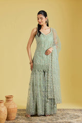 Pista Tissue Embroidered Gharara Set