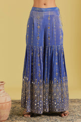 Navy Blue Embroidered Gharara Set
