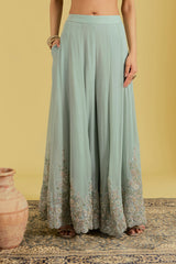 Pista Net & Georgette Embroidered Sharara Set