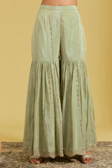 Pista Motif Floral Jaal Embroidered Garara Set