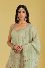 Pista Motif Floral Jaal Embroidered Garara Set